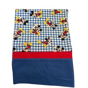 Disney Mickey Mouse Pillowcase Blue & Red Cotton Kids Bedding 28" x 20"